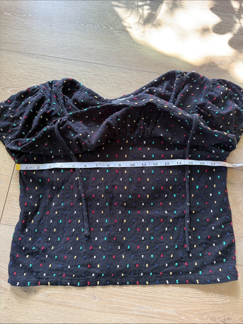 Ace & Jig Barney’s New York Black Ruffle Off-Shoulder Top with Multicolor Dots - Picture 5 of 6